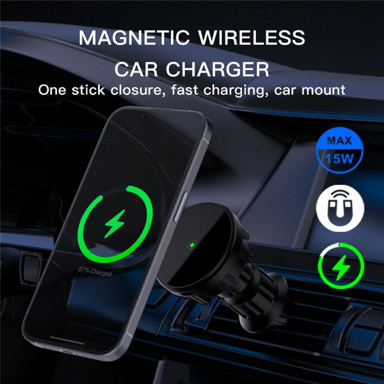 15W Magnetic Car Wireless Charger Mount For Phone Fast Charging Car Holder (CE Certified)