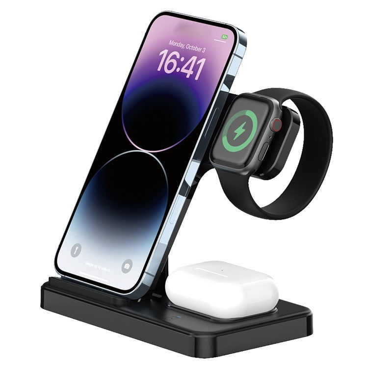 Z5G 3 in 1 15W Fast Wireless Charger Folding Charging Station for Qi Phones / Earphones / iWatc