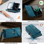 Caseme iPhone 16 Plus Plånboksfodral RFID Blocking Zipper - Grön - Image 5