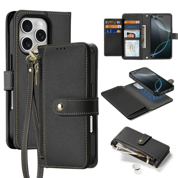 Dux Ducis iPhone 16 Pro Max Plånboksfodral Lawa Läder - Svart