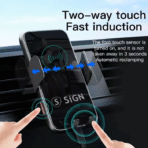 SiGN Mobilhållare för Bil med Trådlös Laddning 15W - Svart - Image 3